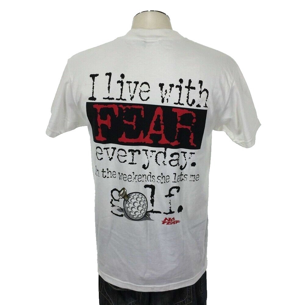 NWT No Fear Golf VTG‎ T Shirt M White Made in USA 90s Mens
